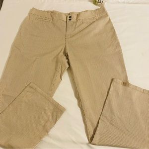 Belongings NWT Cream/Tan Striped Straight Leg Stretch Pants Ankle Size 16